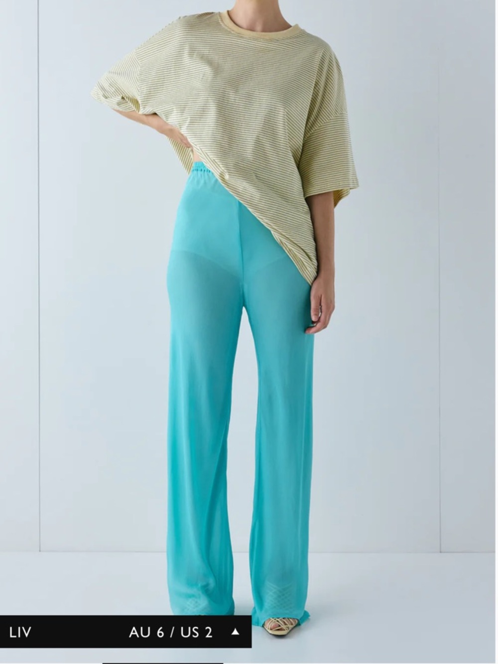 VRG GIRL Remi Sheer Aqua Pants - Picture 2 of 4